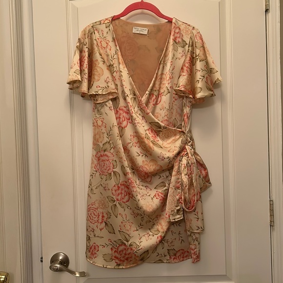 Floral Wrap Dress; Fully Lined - Picture 1 of 3